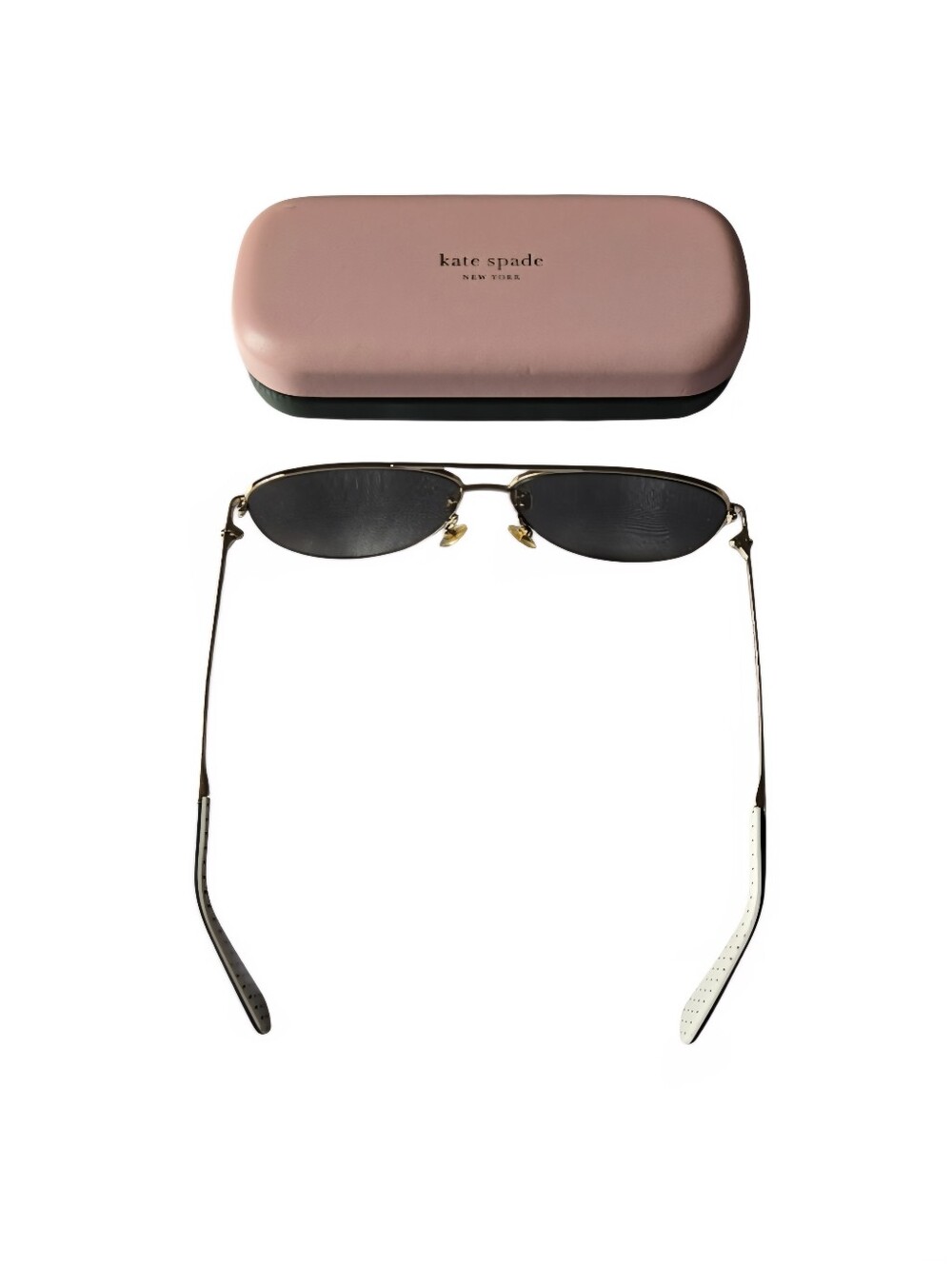 kate spade Hello Sunshine Polarized Gold Tone Eyewear with Pink And Green Case - Picture 2 of 9